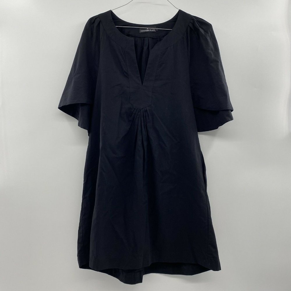 Pomander Place Tuckernuck Women's Black Finley Flutter Sleeve Dress Linen sz XS - Picture 3 of 7